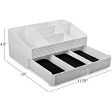 Cosmetic Storage Box Organizer - Compartments to Organize and Store your Cosmetics Makeup and Accessories. Drawer with Padding to Protect Jewelry. Will Sit Neatly on Vanity or Bathroom Countertop.