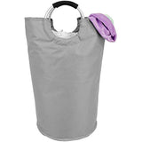 Collapsible Fabric Laundry Hamper - Portable, Foldable Large Capacity Laundry Basket, Durable Comfortable Padded Carry Handles, Self Standing Washing Bin, Folds Easily in Laundry Room Storage. (Grey)