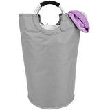 Collapsible Fabric Laundry Hamper - Portable, Foldable Large Capacity Laundry Basket, Durable Comfortable Padded Carry Handles, Self Standing Washing Bin, Folds Easily in Laundry Room Storage. (Grey)