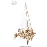 UGEARS 3D Puzzles for Adults Trimaran Merihobus - Wooden Mechanical Models Construction Craft Kits for Adults