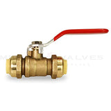 Pushlock UPBV12 1/2 Inch Push X Push Ball Valve for Push-Fit Valve, Full Port Ball Valve Design with Single Lever Heavy Duty Rust Resistant Handle, Forged Brass Construction