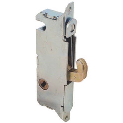 Slide-Co 15410-F Mortise Lock - Adjustable, Spring-Loaded Hook Latch Projection for Sliding Patio Doors Constructed of Wood, Aluminum and Vinyl, 3-11/16�, 45 Degree Keyway, Round Face