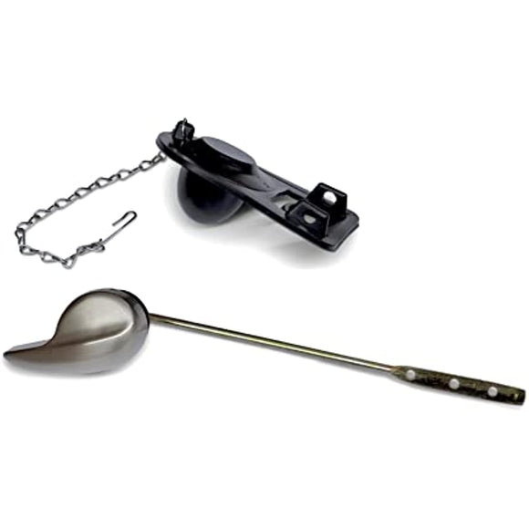 Front Mount Toilet Handle Replacement with 2 inch Universal Toilet Flapper Replacement and Chain (Nickel, Style B)