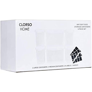 Large Airtight Food Storage Containers 3.6L / 122oz, 1.6L / 54oz, Clorso 6 Pieces BPA Free Plastic Food Storage Containers for Sugar, Flour, Baking Supplies, with 24 Labels, Black
