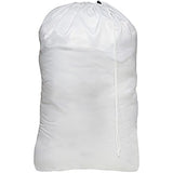 Nylon Laundry Bag - Locking Drawstring Closure and Machine Washable. These Bags will Fit a Laundry Basket or Hamper and Strong Enough to Carry up to Three Loads of Clothes. (White)