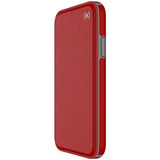 Speck Products Compatible Phone Case for Apple iPhone Xs and iPhone X, Presidio Folio Case, Heathered Heartrate Red/Heartrate Red/Graphite Grey (110575-7359)
