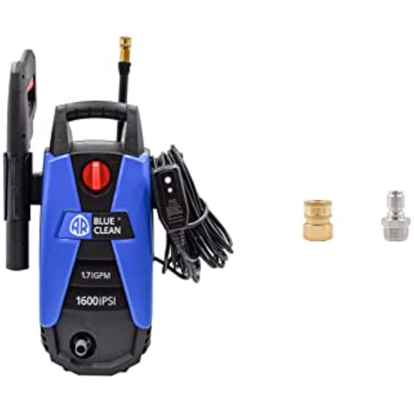 AR Blue Clean, BC111HS Electric Pressure Washer, 1600 PSI, 1.7 GPM, 12.5 AMP, 15 Degree Nozzle, Easy Squeeze Spray Gun, Foam Cannon, Extension Lance, 25 Foot Hose, Compact and Portable Design, 16 Lbs