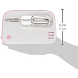 Vremi 3-Speed Compact Hand Mixer with Clever Built-In Beater Storage - 150 Watt Power Handheld Egg Beater with Stainless Steel Blades - Heavy Duty Mini Small Kitchen Mixing Machine - Pink and White