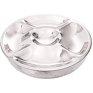 Classic Touch Decor Chip and Dip w Salad Bowl Hammered Staneless Set of 2