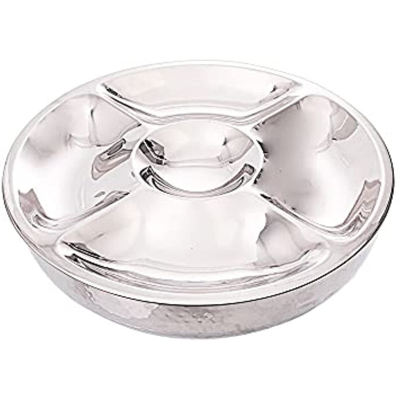 Classic Touch Decor Chip and Dip w Salad Bowl Hammered Staneless Set of 2