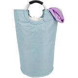 Collapsible Fabric Laundry Hamper - Portable, Foldable Large Capacity Laundry Basket, Durable Comfortable Padded Carry Handles, Self Standing Washing Bin, Folds Easily in Laundry Room Storage. (Blue)