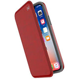 Speck Products Compatible Phone Case for Apple iPhone Xs and iPhone X, Presidio Folio Case, Heathered Heartrate Red/Heartrate Red/Graphite Grey (110575-7359)