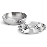 Classic Double Wall Serving Bowl - Stainless Steel 2 Piece Party Bowl and Serving Tray - Great for Salads, Fruit, Snacks, Chips and dips, Vegetables - Hot and Cold