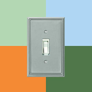 Amerelle 77DBN Metro Line Wallplate, 1 Duplex Outlet, Cast Metal, Brushed Nickel, 1-Pack, Double Toggle