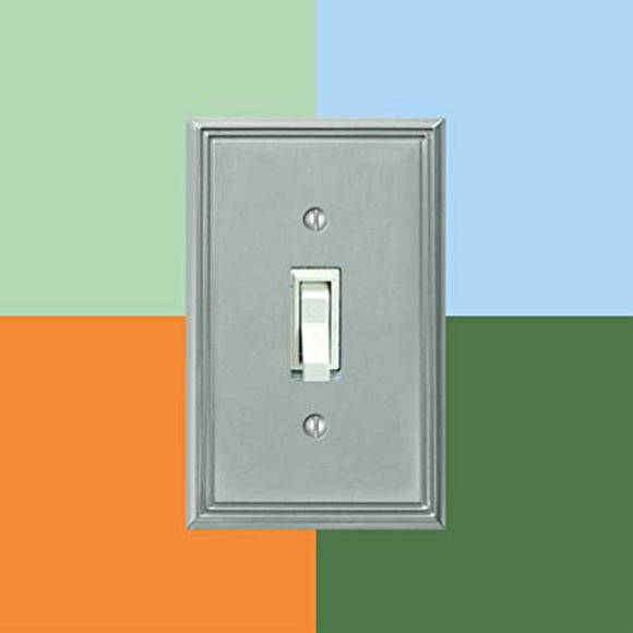 Amerelle 77DBN Metro Line Wallplate, 1 Duplex Outlet, Cast Metal, Brushed Nickel, 1-Pack, Double Toggle