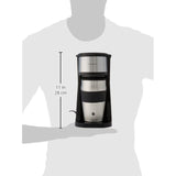 Vremi Single Cup Coffee Maker - Includes 14 Ounce Travel Coffee Mug and Reusable Filter - Personal 1 Cup Drip Coffee Maker to Brew Ground Beans - Black and Silver Single Serve One Cup Coffee Dripper