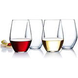 Stemless Wine Glasses [Set of 12] Elegant Wine Glass Great For White Or Red Wine, 19oz. Clear Glass