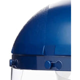 Sellstrom Face Shield, Single Crown, Full Safety Mask for Men and Women, Pin Lock Suspension Headgear with Clear Polycarbonate, Scratch Resistant Window, ANSI Z87, Blue, S390010