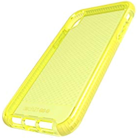 Tech21 Protective Apple iPhone XR Case Thin Patterned Back Cover with FlexShock - Evo Check - Neon Yellow