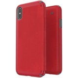 Speck Products Presidio Folio iPhone Xs Max Case, Heathered Heartrate Red/Heartrate Red/Graphite Grey