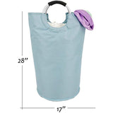 Collapsible Fabric Laundry Hamper - Portable, Foldable Large Capacity Laundry Basket, Durable Comfortable Padded Carry Handles, Self Standing Washing Bin, Folds Easily in Laundry Room Storage. (Blue)