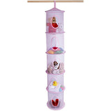 5 Tier Storage Organizer - 12" X 59" - Hang in Your Children’s Room or Closet for a Fun Way to Organize Kids Toys or Store Gloves, Shawls, Hats and Mittens. Attaches Easily to Any Rod. (Pink)