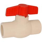Midline Valve 472T112 Heavy Duty CPVC Ball Valve for Potable Water; Red T-Handle; 1-1/2'' Solvent Connections; Bone Color Plastic