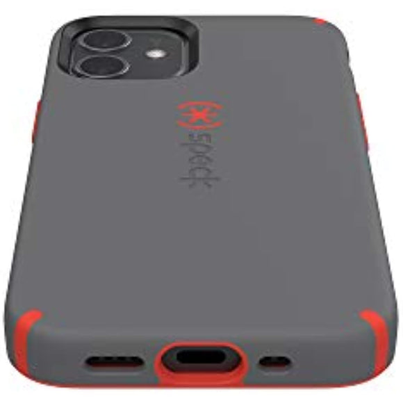 Speck Products CandyShell Pro iPhone 12 Mini Case, Moody Grey/Turbo Red (137593-9228)