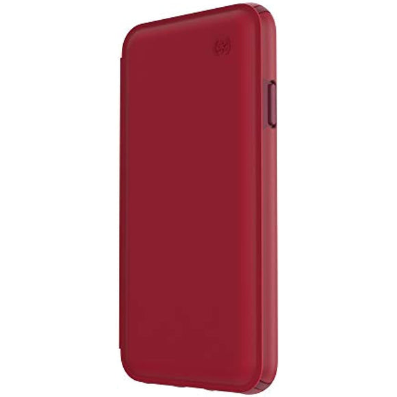 Speck Products Presidio Folio Leather iPhone Xs Max Case, Rouge Red/Garnet Red/Currant Jam Red