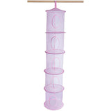 5 Tier Storage Organizer - 12" X 59" - Hang in Your Children’s Room or Closet for a Fun Way to Organize Kids Toys or Store Gloves, Shawls, Hats and Mittens. Attaches Easily to Any Rod. (Pink)