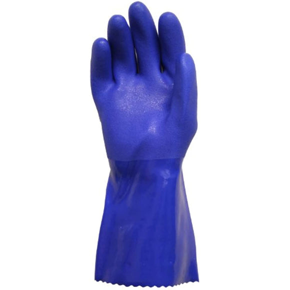 Working Hands 12530-06 PVC Coated Heavy Duty Rubber Gloves For Handling Chemicals And Dish Washing Blue, Large
