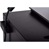 Monitor Stand - Two Tier Wood Desk Shelf for Monitor, Printer or Desktop Computer. Cable Management, Phone Slot and Removable Shelf for Organizing Office Accessories. (Black)