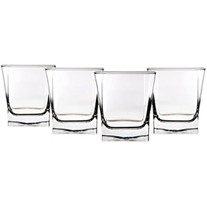 Red Series 10 oz. Square Double Old Fashioned Glass (Set of 4)