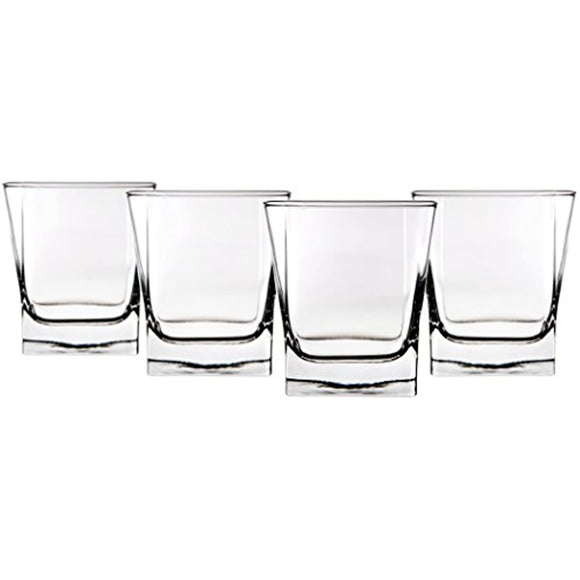 Red Series 10 oz. Square Double Old Fashioned Glass (Set of 4)