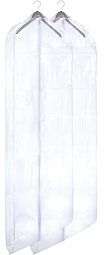 Clear Vinyl Gown Bag - Protect Your Clothing While Traveling and Dust Free While Hanging in Your Closet. These Garment Bags are Ideal for Coats, Suits, Dresses or Gowns - Set of 2 (24 X 65 Inches)