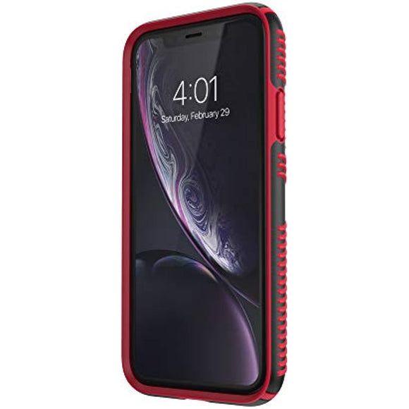 Speck Products Presidio Grip iPhone Xs Max Case, Black/Dark Poppy Red (117106-C305)