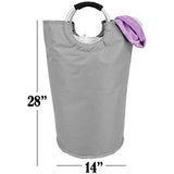 Collapsible Fabric Laundry Hamper - Portable, Foldable Large Capacity Laundry Basket, Durable Comfortable Padded Carry Handles, Self Standing Washing Bin, Folds Easily in Laundry Room Storage. (Grey)