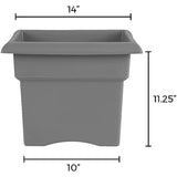 Bloem Veranda Deck Box Planter Square (VER14908), Charcoal Gray, 14"