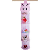 5 Tier Storage Organizer - 12" X 59" - Hang in Your Children’s Room or Closet for a Fun Way to Organize Kids Toys or Store Gloves, Shawls, Hats and Mittens. Attaches Easily to Any Rod. (Pig)