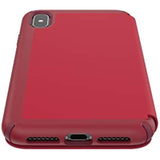 Speck Products Presidio Folio Leather iPhone Xs Max Case, Rouge Red/Garnet Red/Currant Jam Red