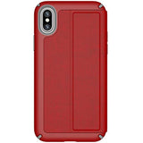 Speck Products Compatible Phone Case for Apple iPhone Xs and iPhone X, Presidio Folio Case, Heathered Heartrate Red/Heartrate Red/Graphite Grey (110575-7359)
