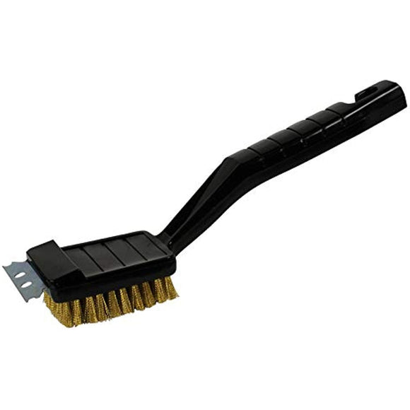 Quickie Grill Scrubbing Brush, Black, Crimped Bristles for Grill Cleaning with Scraper for Grill Grime
