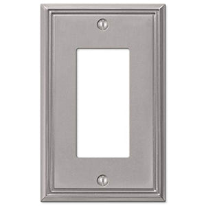 AMERELLE 77RBN Metro Line Wallplate, 1 Rocker, Cast Metal, Brushed Nickel, 1-Pack, Double Toggle