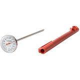 Taylor Precision Products Instant Read Analog Meat Food Grill BBQ Cooking Kitchen Thermometer with Red Pocket Sleeve for Calibration, 1 inch dial, Stainless Steel