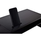 Monitor Stand - Two Tier Wood Desk Shelf for Monitor, Printer or Desktop Computer. Cable Management, Phone Slot and Removable Shelf for Organizing Office Accessories. (Black)