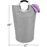 Collapsible Fabric Laundry Hamper - Portable, Foldable Large Capacity Laundry Basket, Durable Comfortable Padded Carry Handles, Self Standing Washing Bin, Folds Easily in Laundry Room Storage. (Grey)