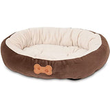 Aspen Pet Oval Cuddler Pet Bed for Small Breeds 20-inch by 16-inch Chocolate Brown