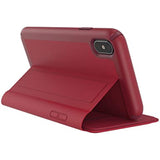 Speck Products Presidio Folio Leather iPhone Xs Max Case, Rouge Red/Garnet Red/Currant Jam Red