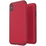 Speck Products Presidio Folio Leather iPhone Xs Max Case, Rouge Red/Garnet Red/Currant Jam Red