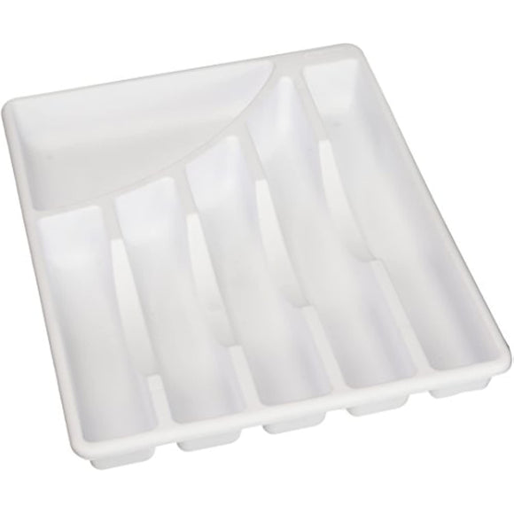 STERILITE Cutlery Tray, 11-3/4 in W, 1-7/8 in D, Plastic, White, 14-1/8